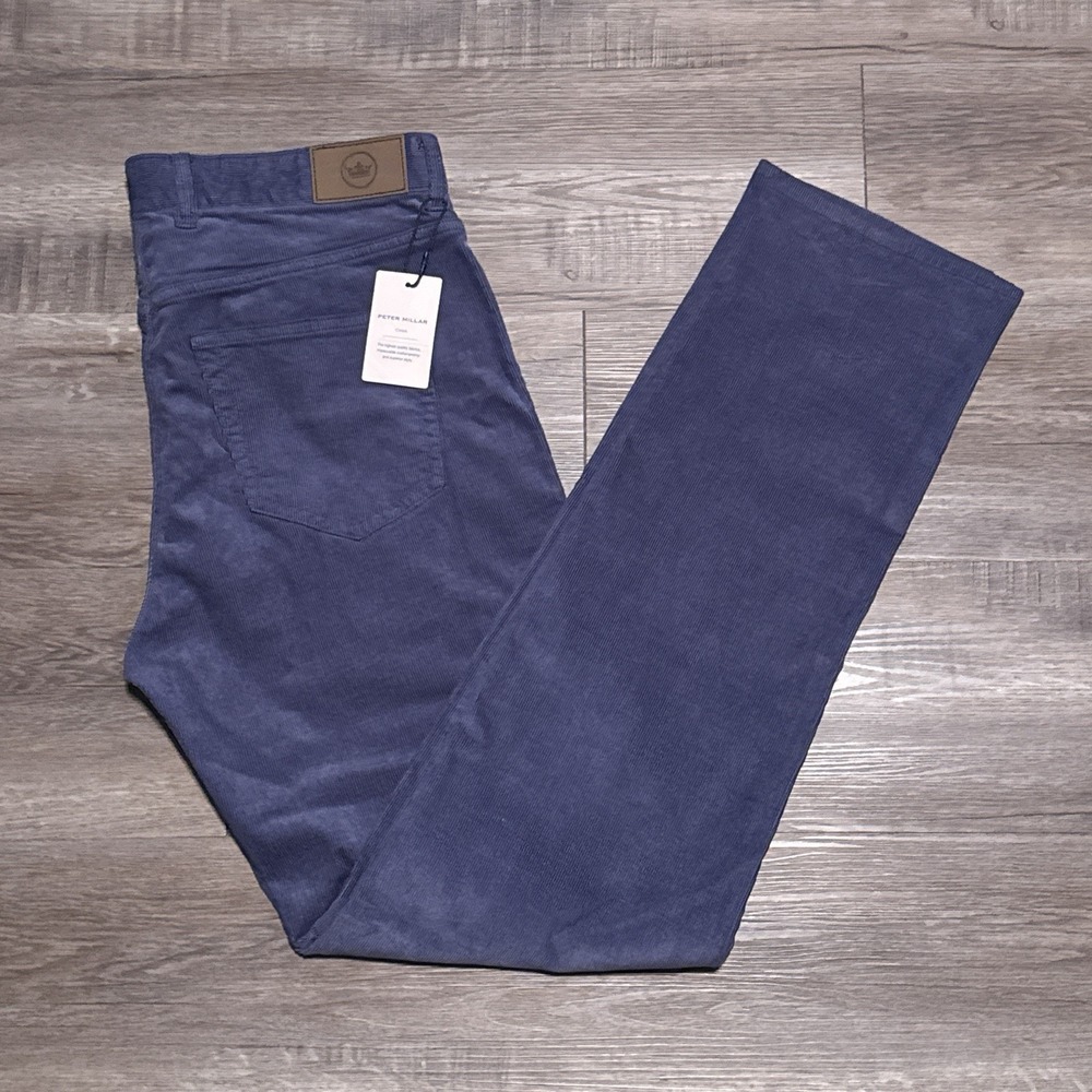NEW Peter Millar Men's Size 32x34 Blue Superior Soft Corduroy Five-Pocket Pant